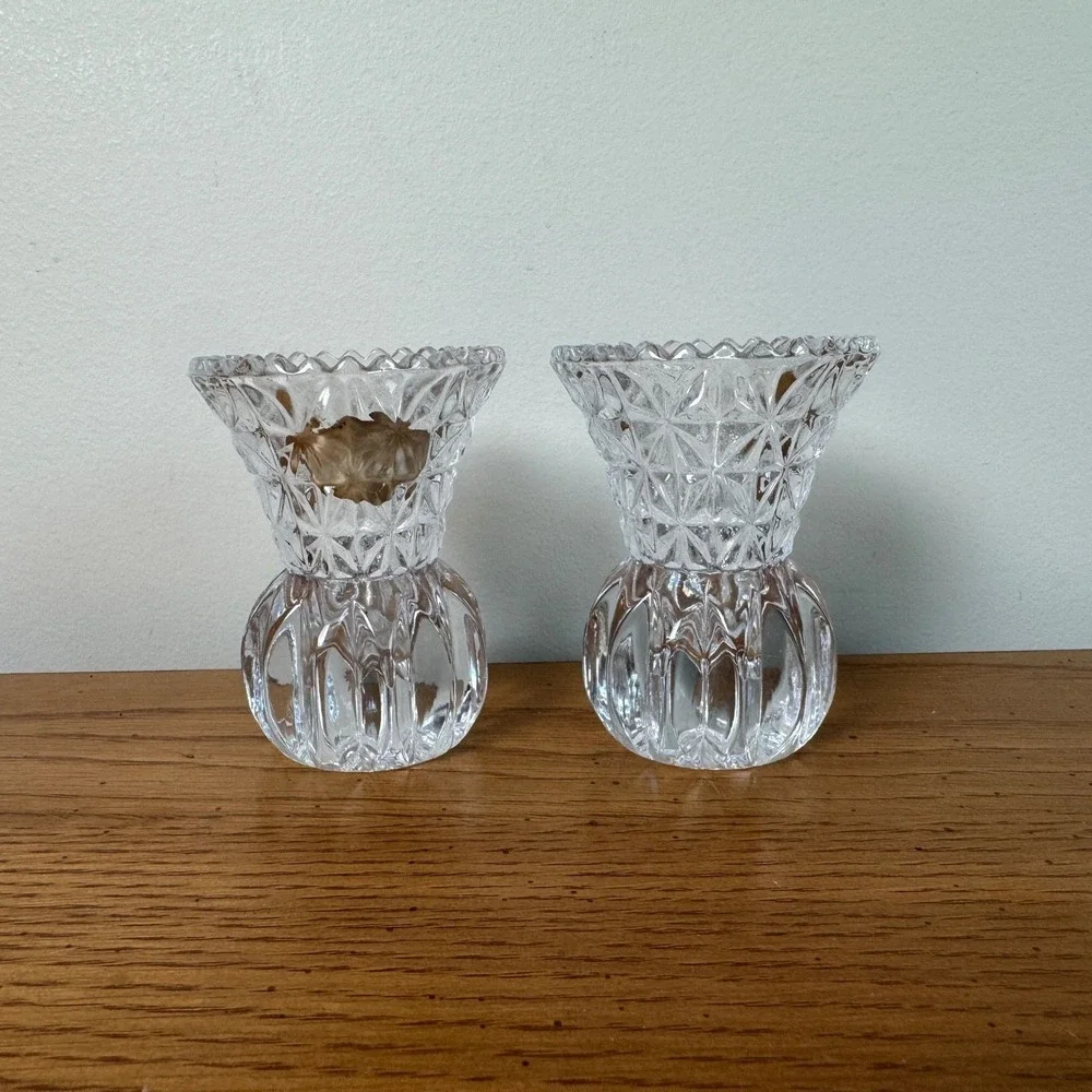 Princess House Made by Fostoria 24% Lead Crystal Bud Vases‎ Set of 2